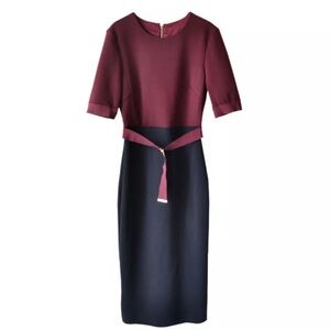 Ted Baker Midi Burgundy/Navy Dress